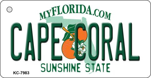 Cape Coral Florida State License Plate Tag Key Chain KC-7983