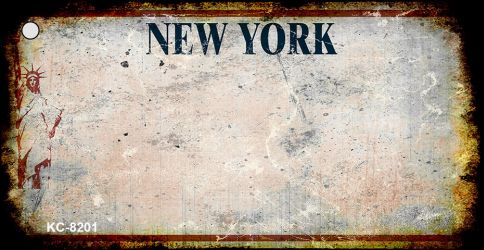 New York White Rusty Blank Key Chain KC-8201