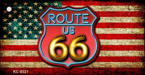 American Route 66 Neon Novelty Metal Key Chain KC-8521