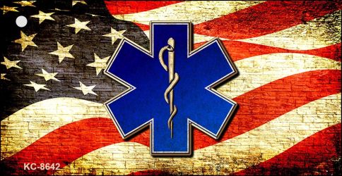 EMT Logo With USA Flag Novelty Metal Key Chain KC-8642