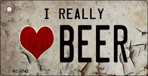 I Really Love Beer Novelty Metal Key Chain KC-8742