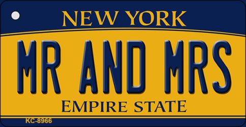 Mr and Mrs New York State License Plate Tag Key Chain KC-8966