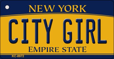 City Girl New York State License Plate Tag Key Chain KC-8972