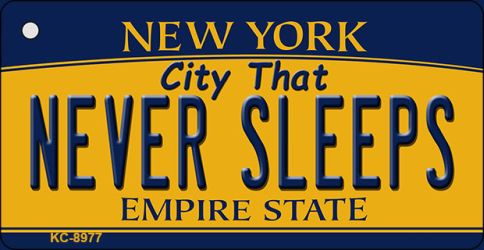 Never Sleeps New York State License Plate Tag Key Chain KC-8977