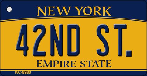 42nd St New York State License Plate Tag Key Chain KC-8980