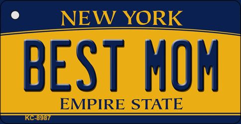 Best Mom New York State License Plate Tag Key Chain KC-8987