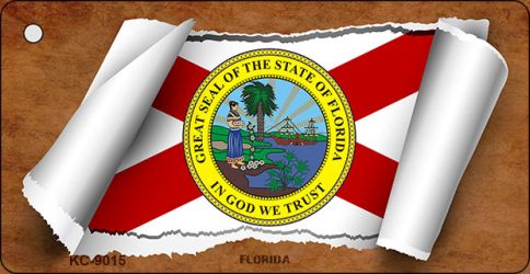Florida Flag Scroll Novelty Aluminum Key Chain KC-9015