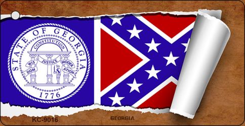 Georgia Flag Scroll Novelty Aluminum Key Chain KC-9016