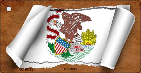 Illinois Flag Scroll Novelty Aluminum Key Chain KC-9019