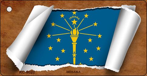 Indiana Flag Scroll Novelty Aluminum Key Chain KC-9020