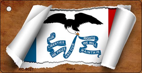 Iowa Flag Scroll Novelty Aluminum Key Chain KC-9021