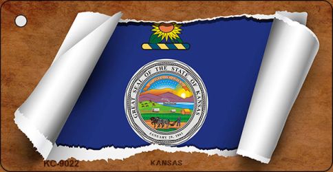Kansas Flag Scroll Novelty Aluminum Key Chain KC-9022