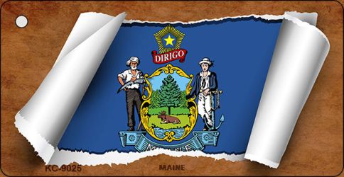Maine Flag Scroll Novelty Aluminum Key Chain KC-9025