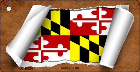 Maryland Flag Scroll Novelty Aluminum Key Chain KC-9026