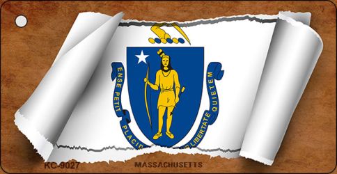 Massachusetts Flag Scroll Novelty Aluminum Key Chain KC-9027