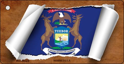 Michigan Flag Scroll Novelty Aluminum Key Chain KC-9028