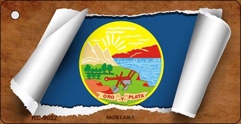 Montana Flag Scroll Novelty Aluminum Key Chain KC-9032