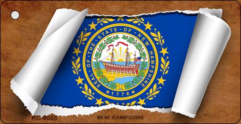 New Hampshire Flag Scroll Novelty Aluminum Key Chain KC-9035