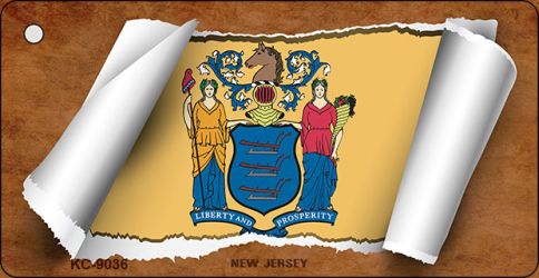 New Jersey Flag Scroll Novelty Aluminum Key Chain KC-9036