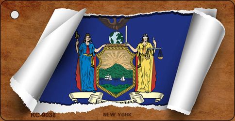 New York Flag Scroll Novelty Aluminum Key Chain KC-9038