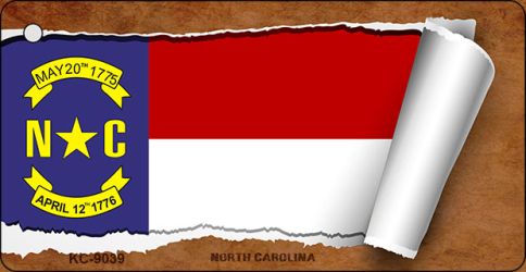 North Carolina Flag Scroll Novelty Aluminum Key Chain KC-9039