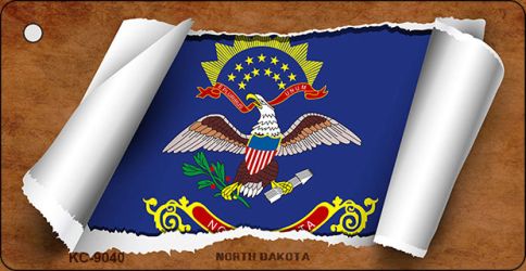 North Dakota Flag Scroll Novelty Aluminum Key Chain KC-9040