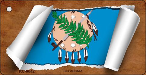 Oklahoma Flag Scroll Novelty Aluminum Key Chain KC-9042