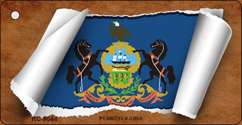 Pennsylvania Flag Scroll Novelty Aluminum Key Chain KC-9044