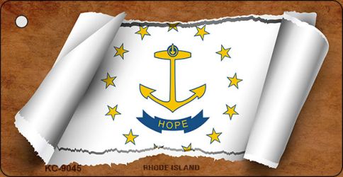 Rhode Island Flag Scroll Novelty Aluminum Key Chain KC-9045