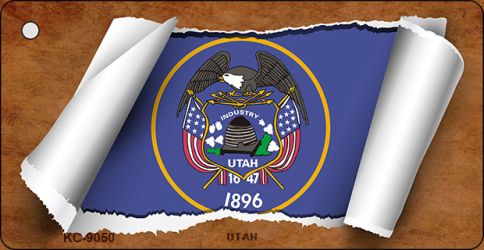 Utah Flag Scroll Novelty Aluminum Key Chain KC-9050