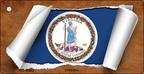 Virginia Flag Scroll Novelty Aluminum Key Chain KC-9052