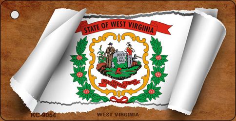 West Virginia Flag Scroll Novelty Aluminum Key Chain KC-9054