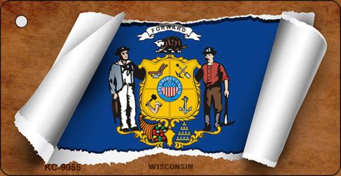 Wisconsin Flag Scroll Novelty Aluminum Key Chain KC-9055