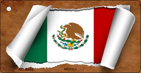 Mexico Flag Scroll Novelty Aluminum Key Chain KC-9059