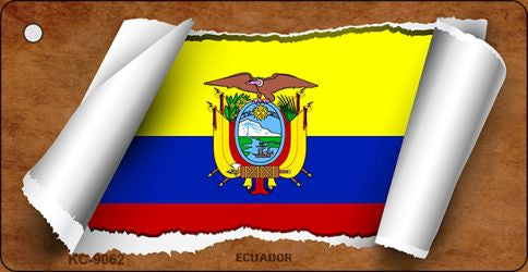 Ecuador Flag Scroll Novelty Aluminum Key Chain KC-9062