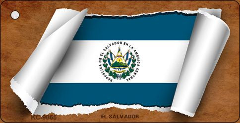 El Salvador Flag Scroll Novelty Aluminum Key Chain KC-9065