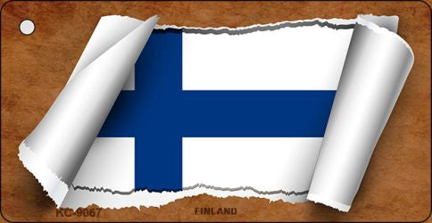 Finland Flag Scroll Novelty Aluminum Key Chain KC-9067