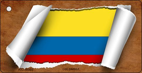 Colombia Flag Scroll Novelty Aluminum Key Chain KC-9069