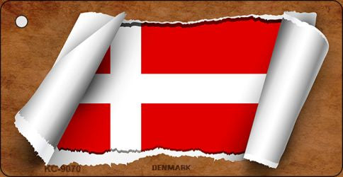 Denmark Flag Scroll Novelty Aluminum Key Chain KC-9070