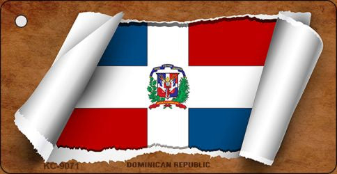 Dominican Republic Flag Scroll Novelty Aluminum Key Chain KC-9071