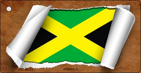 Jamaica Flag Scroll Novelty Aluminum Key Chain KC-9073