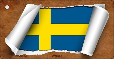 Sweden Flag Scroll Novelty Aluminum Key Chain KC-9074