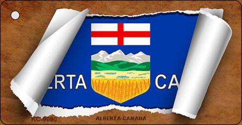 Alberta Canada Flag Scroll Novelty Aluminum Key Chain KC-9090