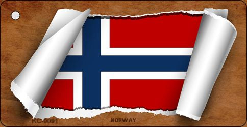 Norway Flag Scroll Novelty Aluminum Key Chain KC-9091