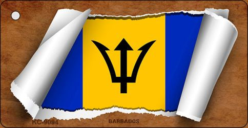 Barbados Flag Scroll Novelty Aluminum Key Chain KC-9094