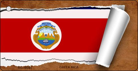 Costa Rica Flag Scroll Novelty Aluminum Key Chain KC-9097
