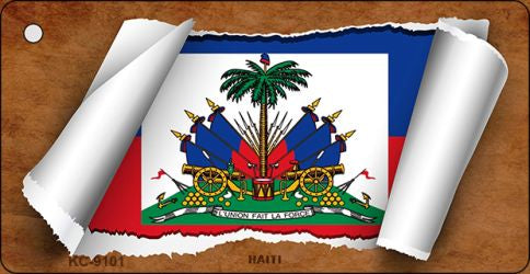 Haiti Flag Scroll Novelty Aluminum Key Chain KC-9101