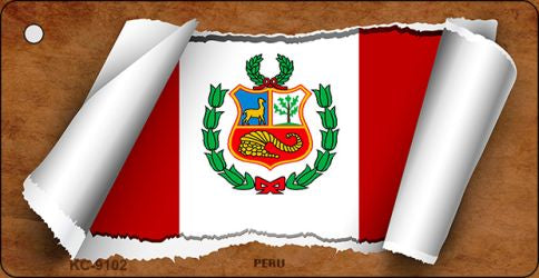 Peru Flag Scroll Novelty Aluminum Key Chain KC-9102