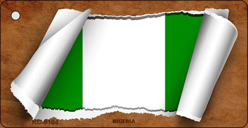 Nigeria Flag Scroll Novelty Aluminum Key Chain KC-9104