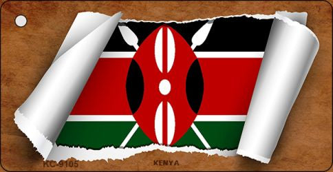 Kenya Flag Scroll Novelty Aluminum Key Chain KC-9105